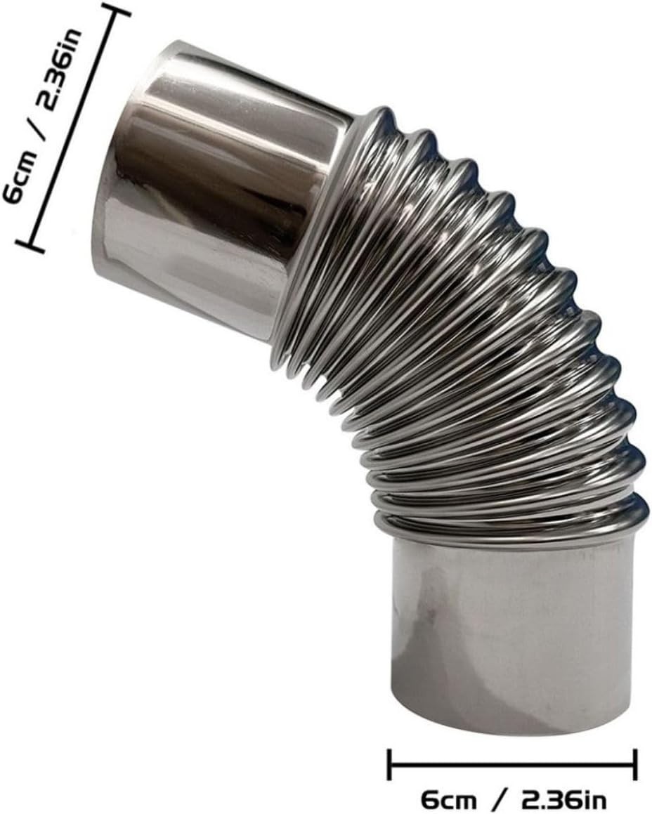Elbow Pipe 2 PCS 90 Degree Chimney Stainless Steel Flue for Camping Wood Stove