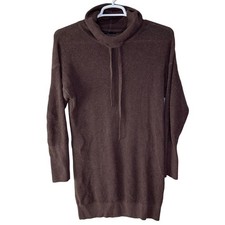 Prana Milani Dress Tunic Women's Small Brown Waffle Knit Mock Neck Long Sleeve