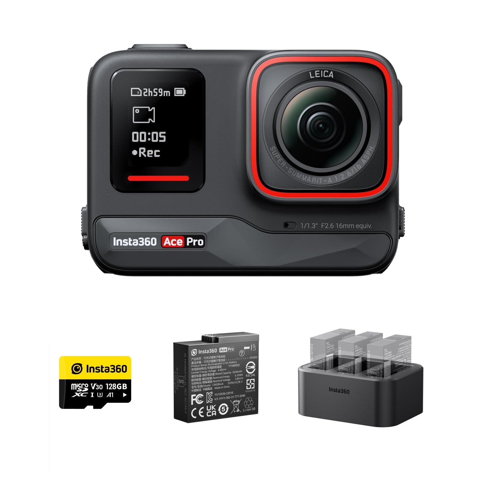 Insta360 Ace Pack Endurance–Action cam impermeabile Co-disegnata con Leica, sens