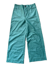 29 - Maeve Anthropologie Green Faux Leather Colette Cropped Wide Leg Pant 0628AC