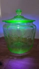 Anchor Hocking Princess Pattern Green Uranium Depression Glass Cookie Jar  1930s