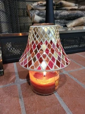 Yankee Candle Glass Mosaic Large Jar Candle Topper Shade Stained Glass Beautiful
