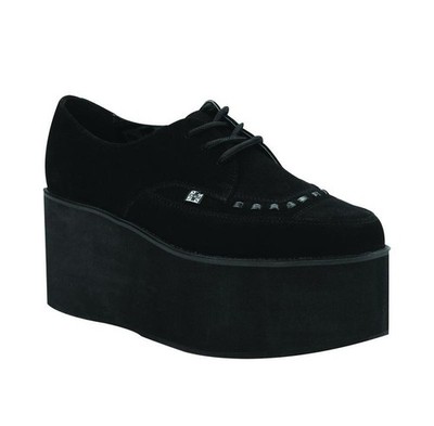 T.U.K. Creeper A8666 Schwarz Wildleder Tie Pointed Eva Stack
