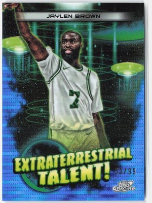 2023-24 Topps Chrome Cosmic Jaylen Brown Extraterrestrial Blue Refractor #/99