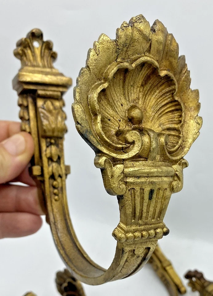 4 big antique french hooks lot 19th century bronze Louis XV style - Image 4 of 4