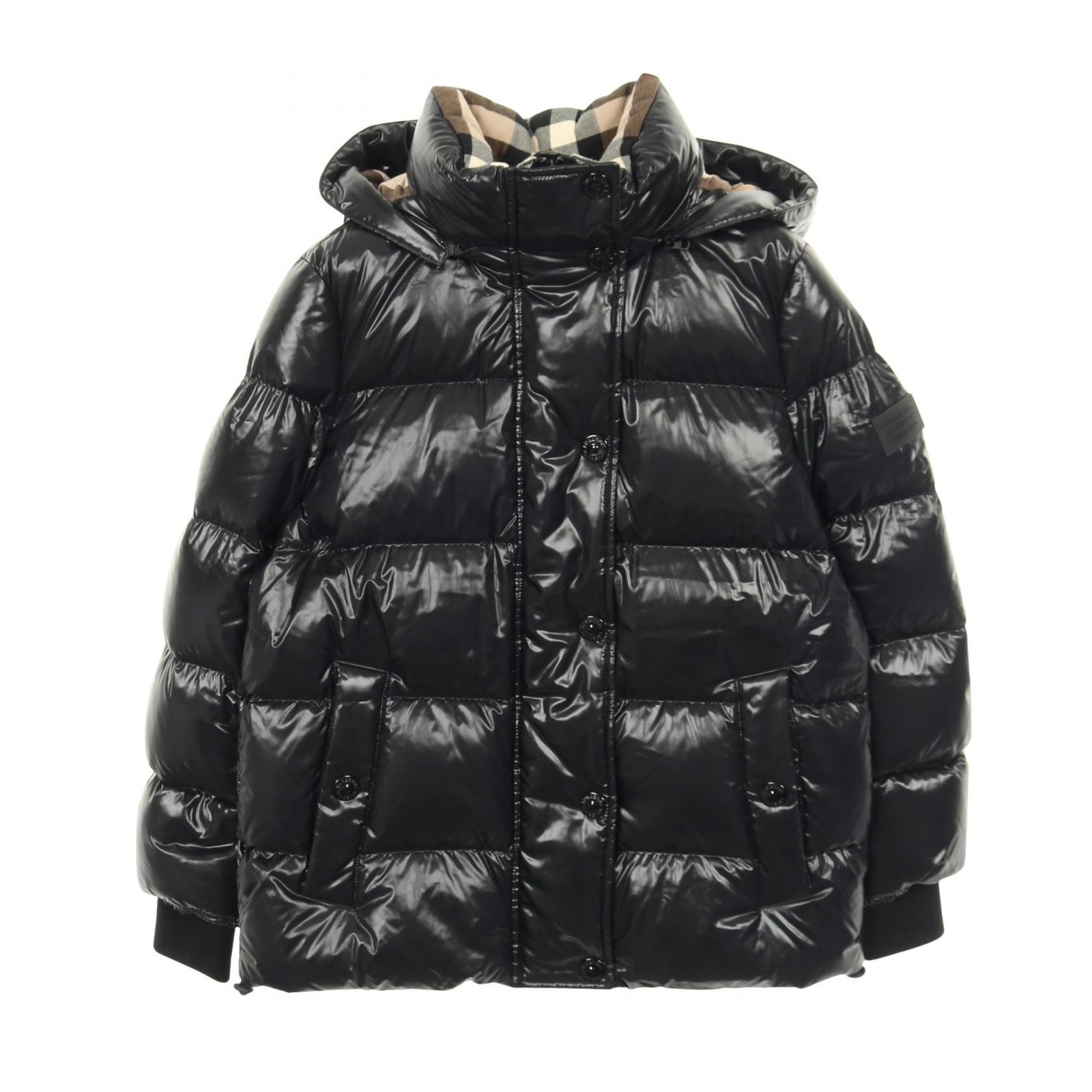 Burberry Detachable Logo Applique Down Jacket Nylon Women'S Black