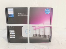Philips Hue Smart Light Starter Kit 1 Bridge 75W A19 E26 LE 4 White color bulbs