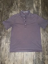 Criquet Men  s Polo Shirt Medium Burgundy White Striped Pima Cotton Stretch Golf