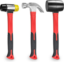 3 Pcs Hammer Set16oz Rubber Mallet16oz Claw Hammer And 40mm Double Faced Soft