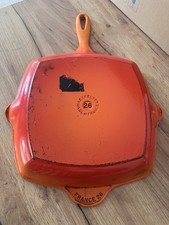 Le Creuset Orange Cast Iron Griddle Skillet Frying Pan 26, Super Condition