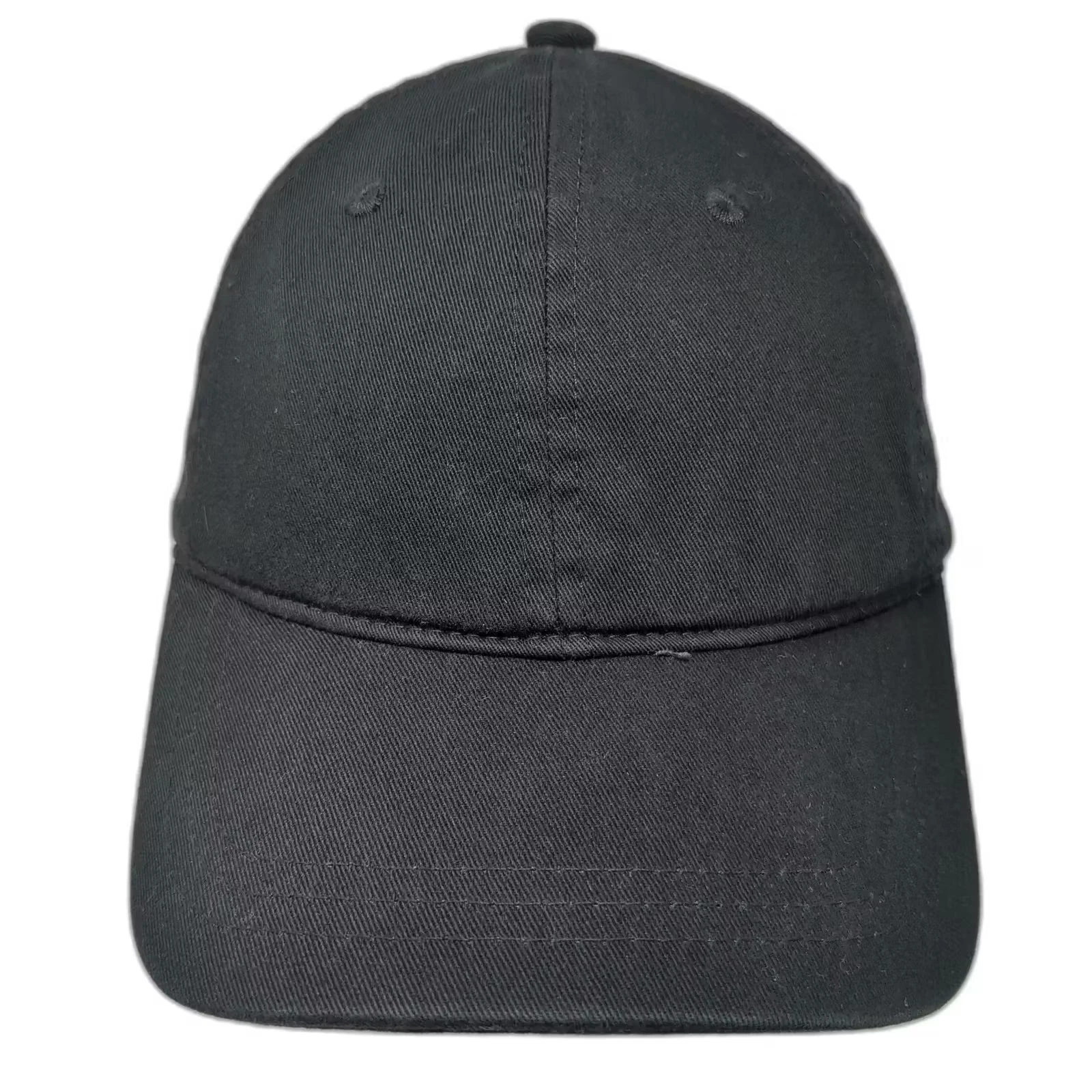 Baseball Cap Black One Size Slideback Adjustable 100% Cotton Solid Plain Hat