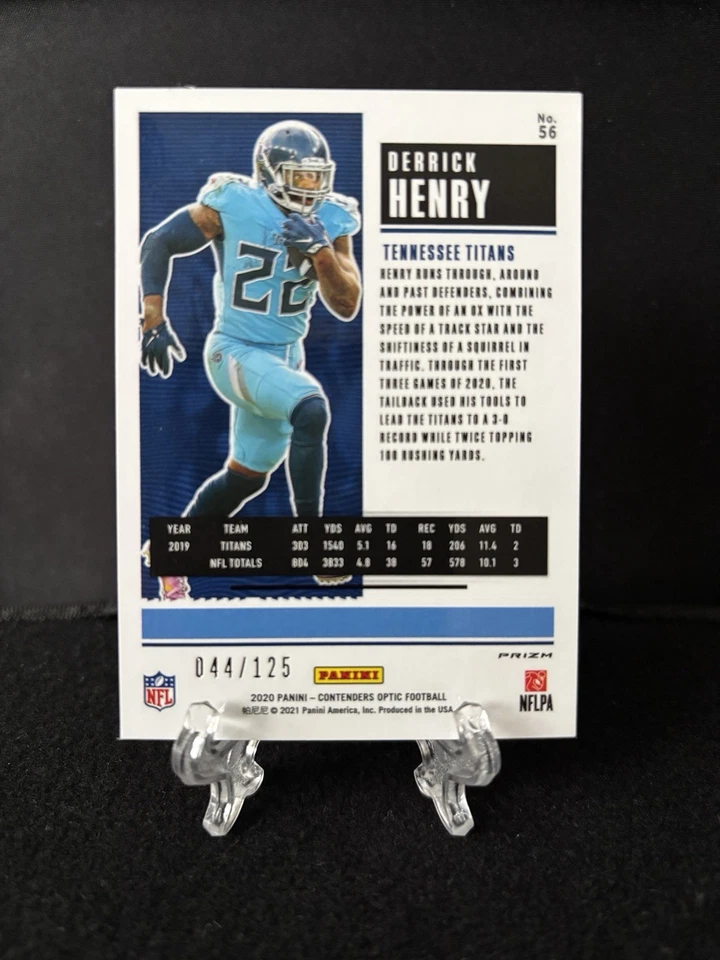 Derrick Henry 2020 Panini Contenders Optic Season Ticket Red Prizm 44/125 SP #56 - Image 2 of 2