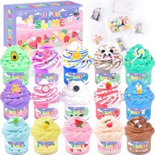 15 Pack Butter Slime Kit with Fruits Charms, Birthday Gift, Slime Party Favors f