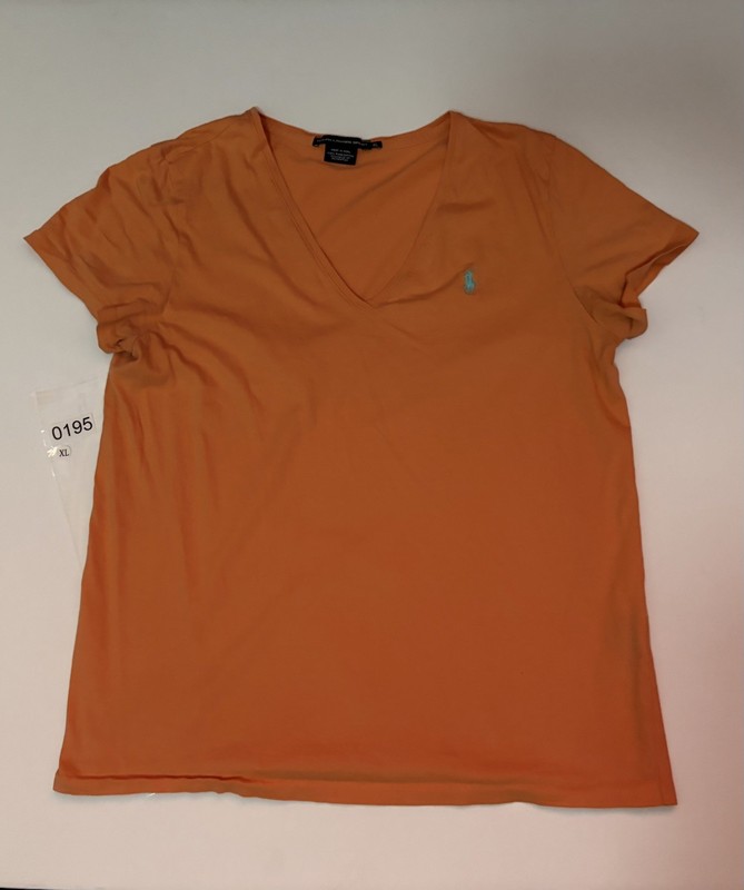 Ralph Lauren Sport Women's V Neck Orange Short Sleeve Top Size XL
