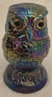 VINTAGE FENTON IRIDESCENT CARNIVAL GLASS OWL FIGURE PAPERWEIGHT