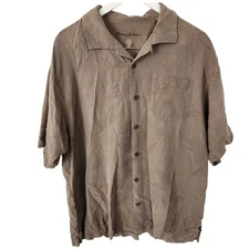 Tommy Bahama Silk Camp Shirt Mens XL Brown Short Sleeve Button Up Aloha