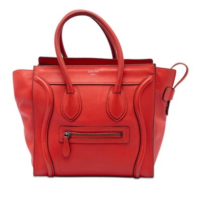 Celine Micro Leather Gepäck Tote Pre-Loved Rotorange