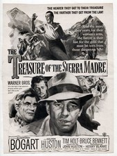 VTG Movie AD "Treasure of the Sierra Madre" 1948 Humphrey Bogart Free Ship