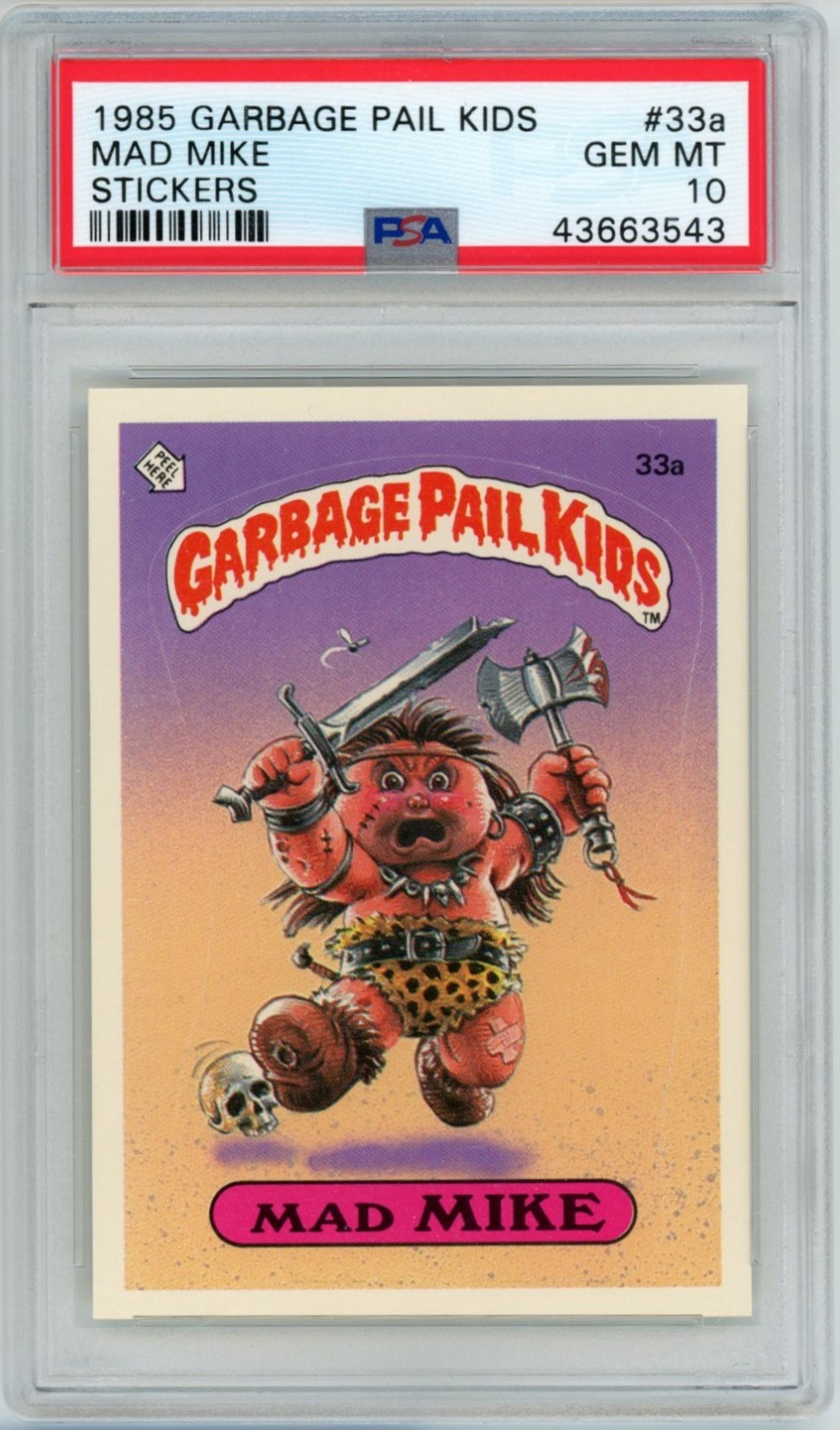 1985 Topps OS1 Garbage Pail Kids Series 1 MAD MIKE 33a Matte Card PSA 10 GEM MT