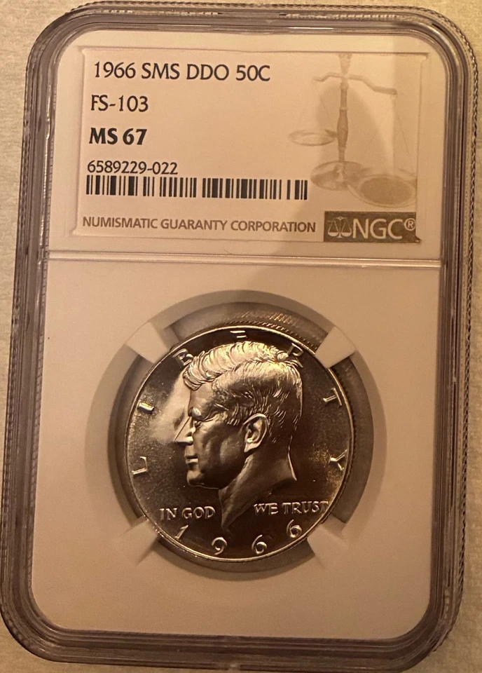 1966 SMS Mint Error Variety DDO FS-103 NGC MS67 Beautiful Silver Kennedy Coin  - Image 3 of 4