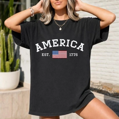 America 1776 Shirt, Vintage USA Flag Tee, Patriotic T-Shirt - product listing photo