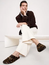 Banana Republic Men's 8 Leather Essential Clog Printed Haircalf Leather NEW!