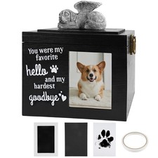 Pet Urns for Ashes, Wooden Pet Urns for Dog or Cat Ashes with Dog Angel, Memo...