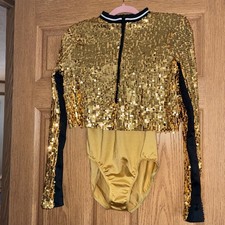 Dance Figure Skating Weissman Gold Sequin Costume Size SA