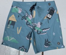 ROARK Agave Blue Passage 18" Viaje Board Shorts Swim Trunks - Men's Size 34 NWT