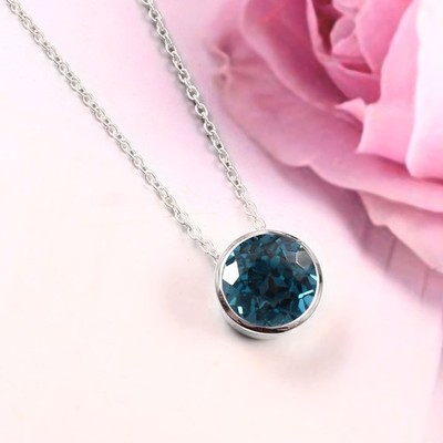 Blau-Grüner Turmalin Charm-Anhänger 925 Silber Jubiläum Geschenk Rund 10x10 MM