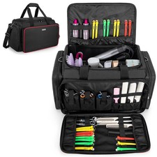 Large Capacity Hairdresser Bag with Adjustable Dividers, Travel Barber Case H...
