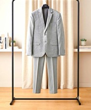 TU Grey Polyester 2-Piece Suit 38R Single-Breasted 2-Button Notch