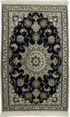 Handmade Vintage Style Navy Oriental Rug Classic Floral Decor Carpet 3X4'6 ft