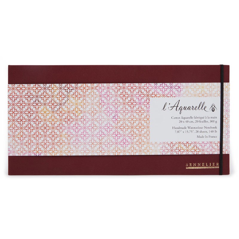 Carnet aquarelle Sennelier 20x40cm en papier 300g de tradition pure