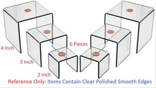 T'z Tagz Brand New Clear Acrylic Risers 2 3 4 Inch Showcase Display Stands 6 pc
