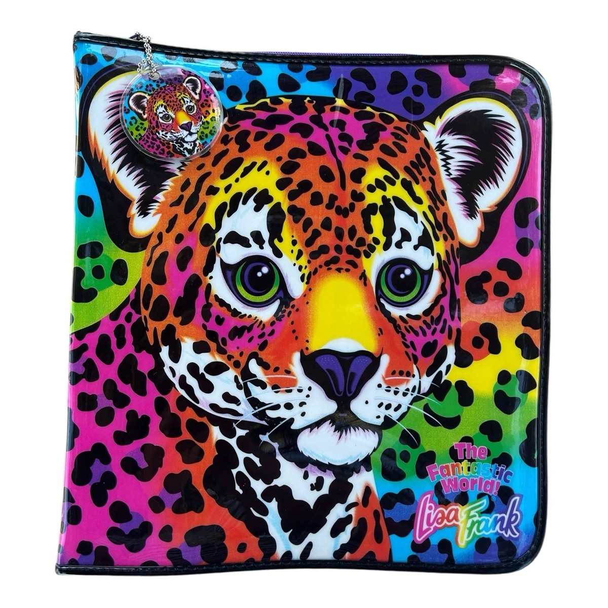 Vintage 90s Lisa Frank Hunter Leopard Zipper 3 Ring Trapper
