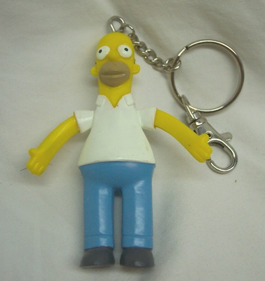 #ad Vintage 2002 The Simpsons BENDABLE HOMER SIMPSON 3quot; Plastic KEYCHAIN Clip $15.00