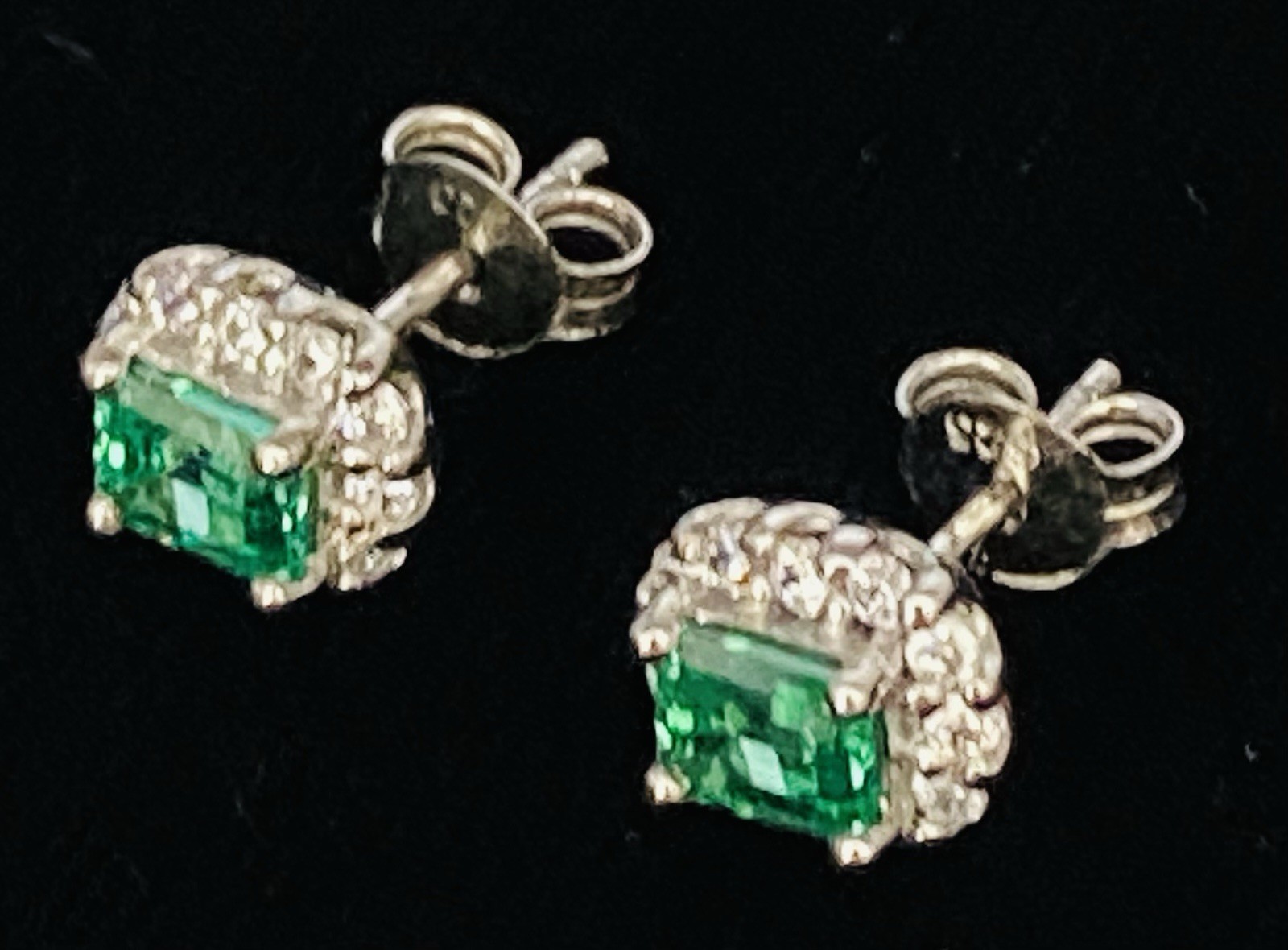 Vintage Sterling Silver Rectangular Green Crystal… - image 5