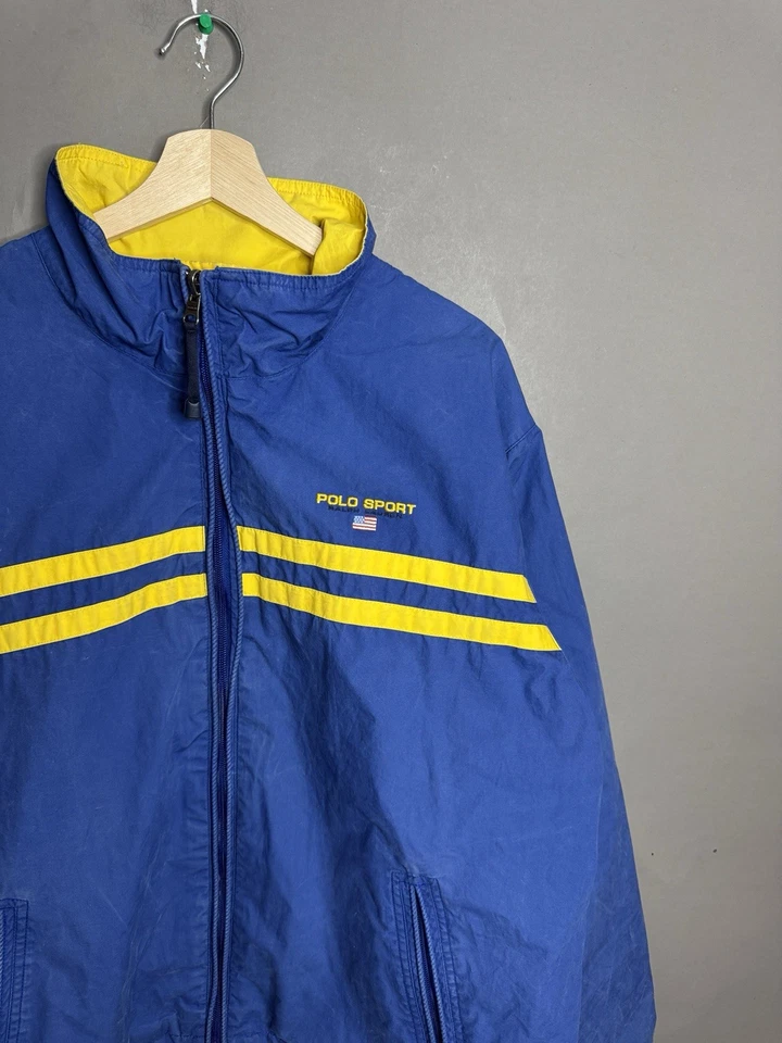 *RARA Chaqueta Polo Deportiva Años 90 Ralph Lauren Azul Y Amarillo Reversible Talla - XL Foto 3 de 4