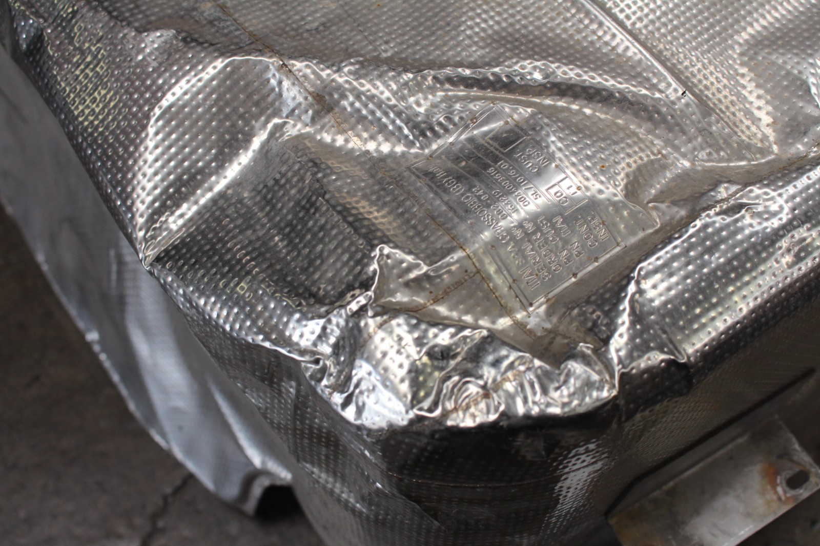 Lamborghini Murcielago, Rear Muffler Heat Shield, Dented, P/N 07M251384