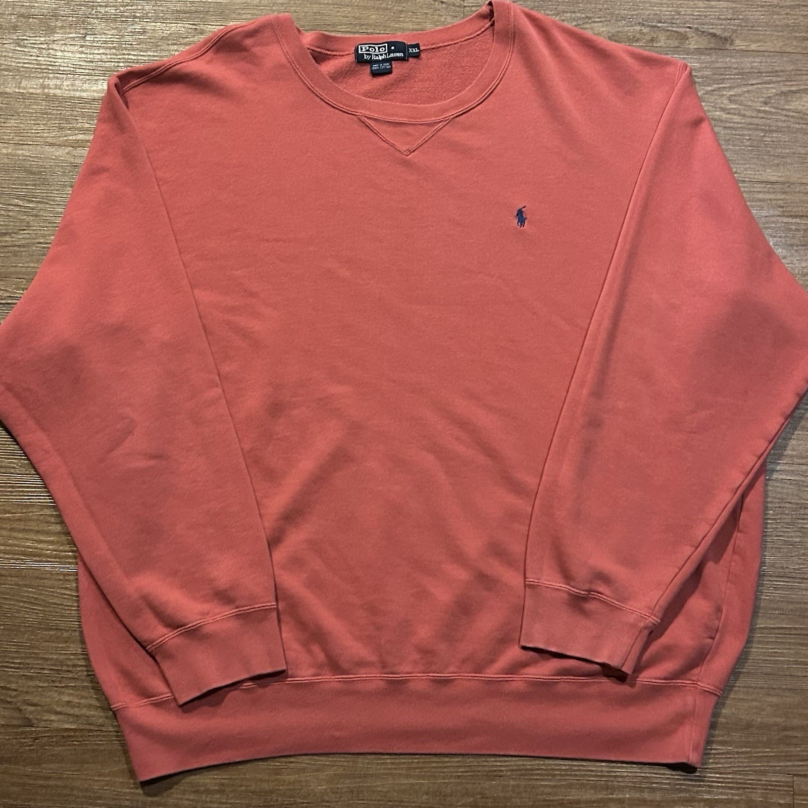 Polo rosa salmone Ralph Lauren felpa girocollo taglia XXL piccola pony