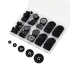 100pcs Black Buttons 5 Sizes for DIY Crafts Clothes Coats Shirts Pants