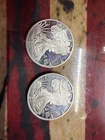 (2) Walking liberty Silver Eagle SMI $1 Dollar 1oz  .999 Fine Silver Total 2 Ozt