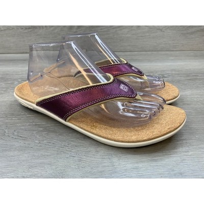 Spenco Yumi Women's Sandals Metallic Purple Flip Flop 10 Cork Footbed Shoes