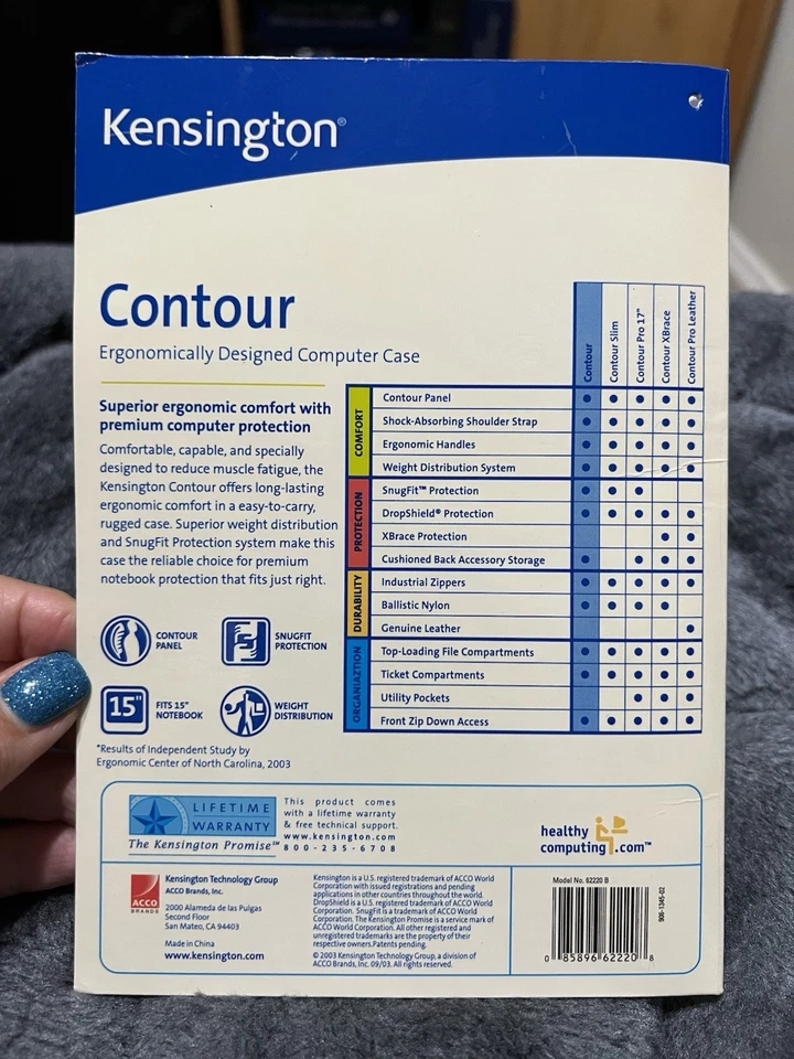 Nuevo Kensington Contour Pro xBrace 15" Laptop Notebook Estuche Bolso Nuevo con Etiquetas Foto 3 de 4