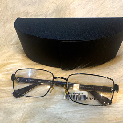 PRADA VPR 50G Black Metal/Plastic Rectangular Eyeglasses Full Rim 74-17-140
