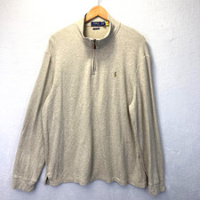 Polo Ralph Lauren Estate Rib 1/4 Zip Sweater Mens XL Beige Pullover 100 Cotton