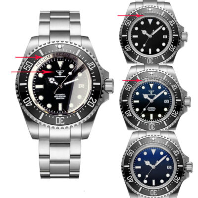 43mm Tandorio Black Blue Dial Ceramic Bezel Japan NH35A Automatic Mens Watch