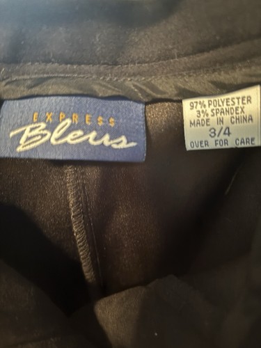 Express Black Faux Suede, Button Down Long Sleeve Shirt With Matching Pants, S - Picture 4 of 7