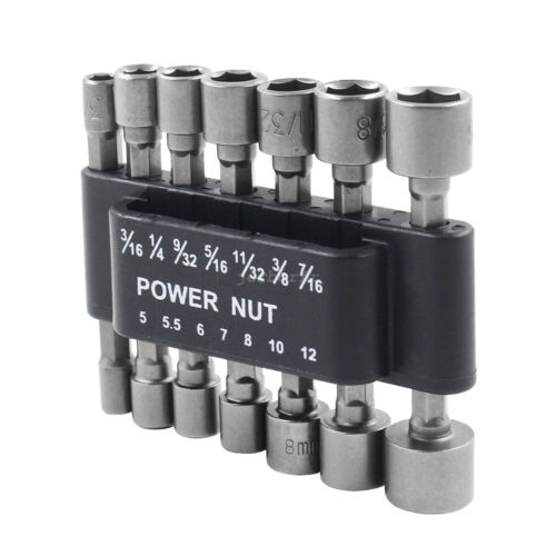 14pcs 1/4" Nut Driver Bit Set Hex Magnetic Metric Socket Impact Drill - Picture 10 of 14